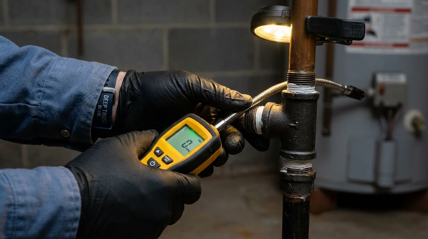 Gas leak detection with electronic sniffer by Johns Plumbing LLC in Round Rock