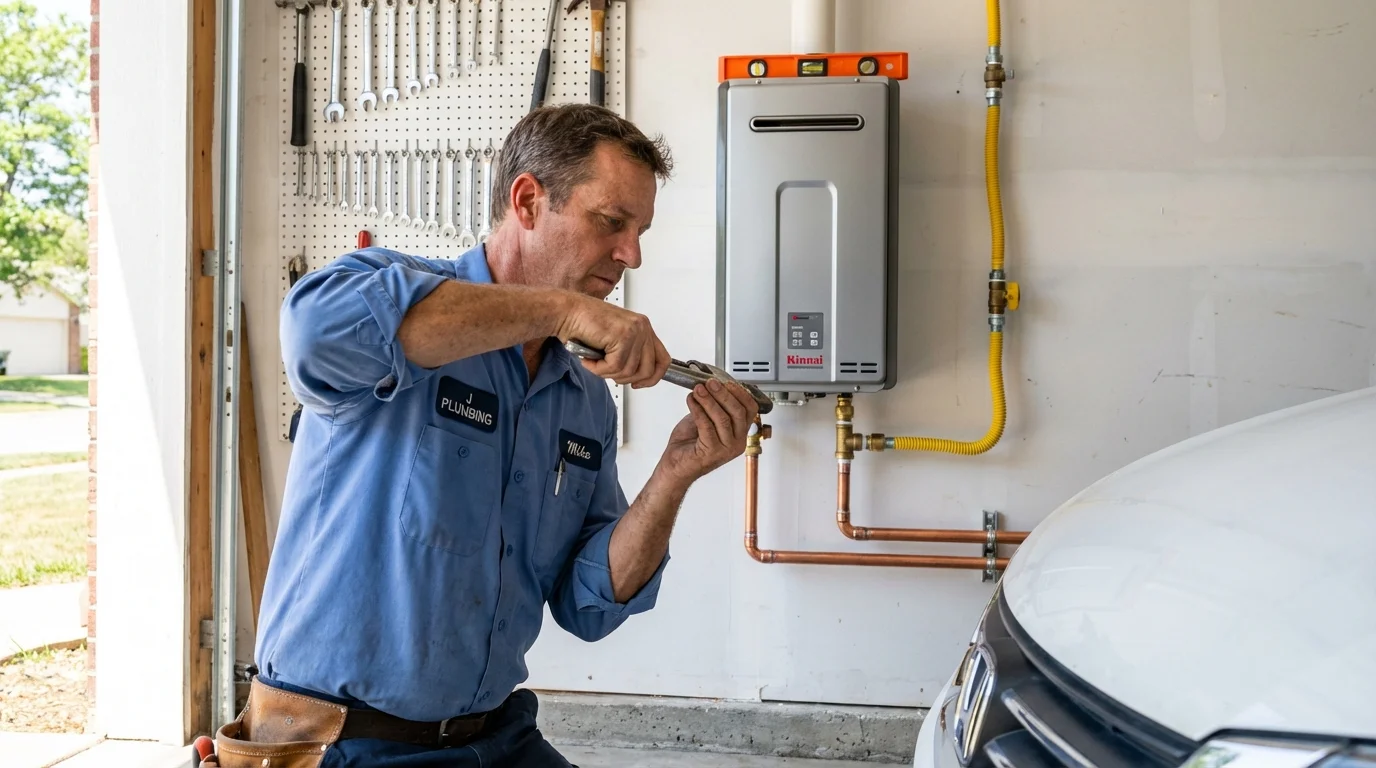 Tankless water heater installation by a Johns Plumbing LLC plumber in Round Rock